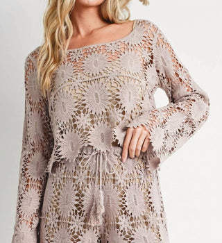 Bluivy - CROCHET CROPPED LONG SLEEVE TOP