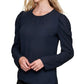 DKNY Women's Navy Pleated Sheer Puff-Shoulder Long Sleeve Blouse - M