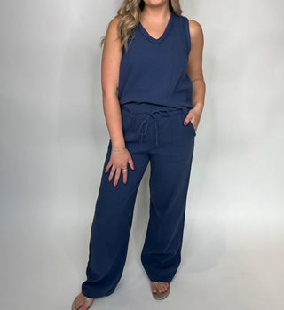 Bobi - V- Neck Raw Edge Tank Top