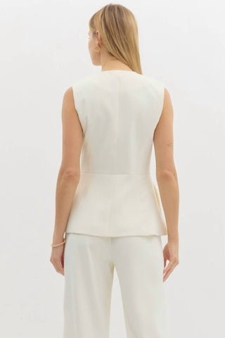 Entro - Sleeveless Gold Button Detail Top