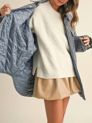 Klesis - Striped Padded Oversized Shacket