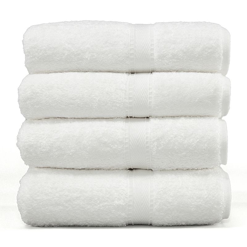 Turkish Cotton Bath Towels Set of 4  White