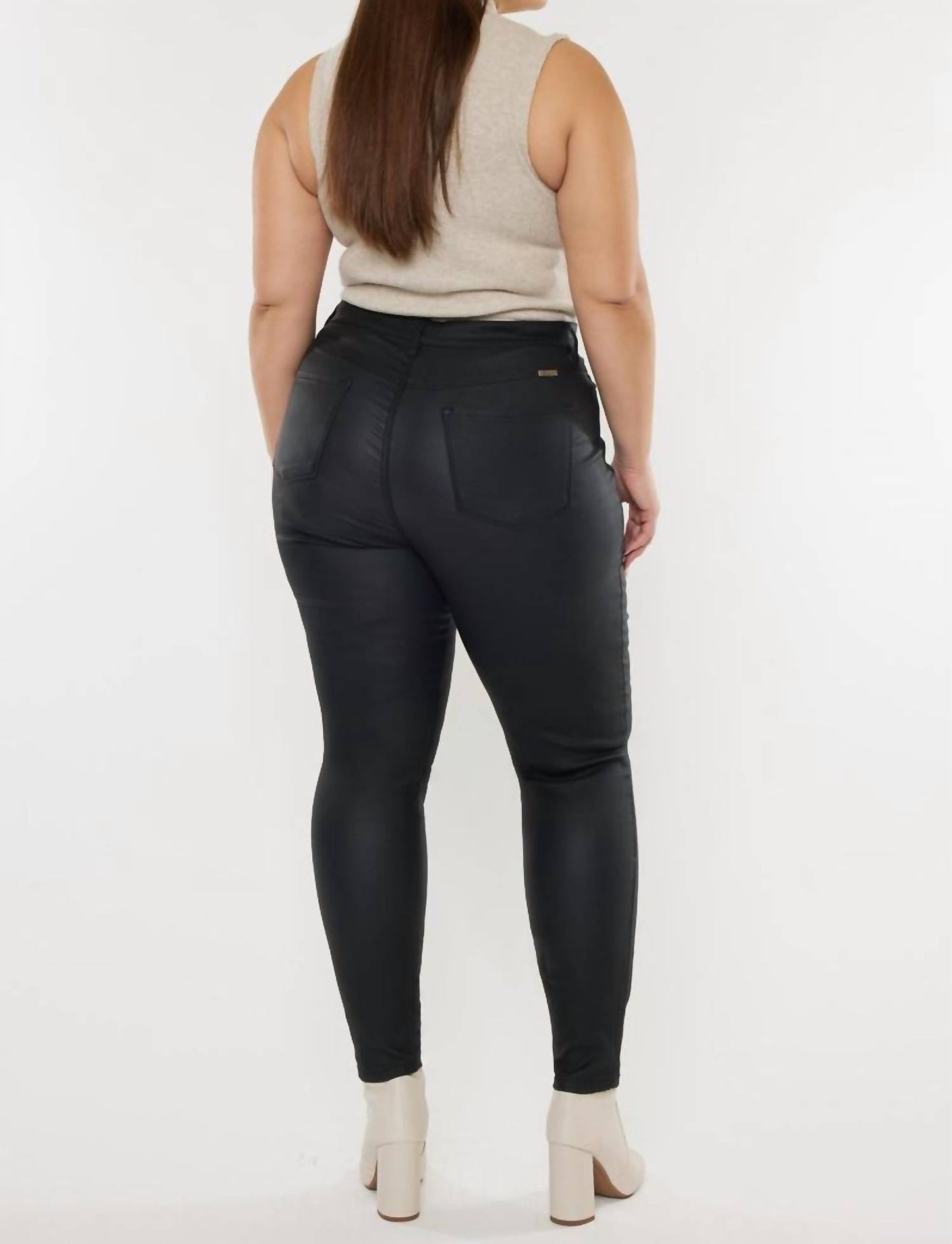 Kancan - High Rise Coated Ankle Skinny Jeans - Plus