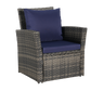 4 Pieces Outdoor Patio Furniture Set with Rattan Chairs and Tempered Glass Table
