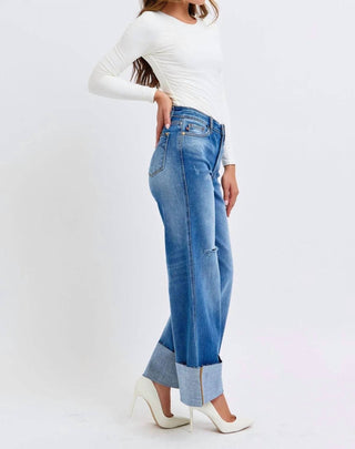 Judy Blue - Retro Wide Leg With Cuff Jeans