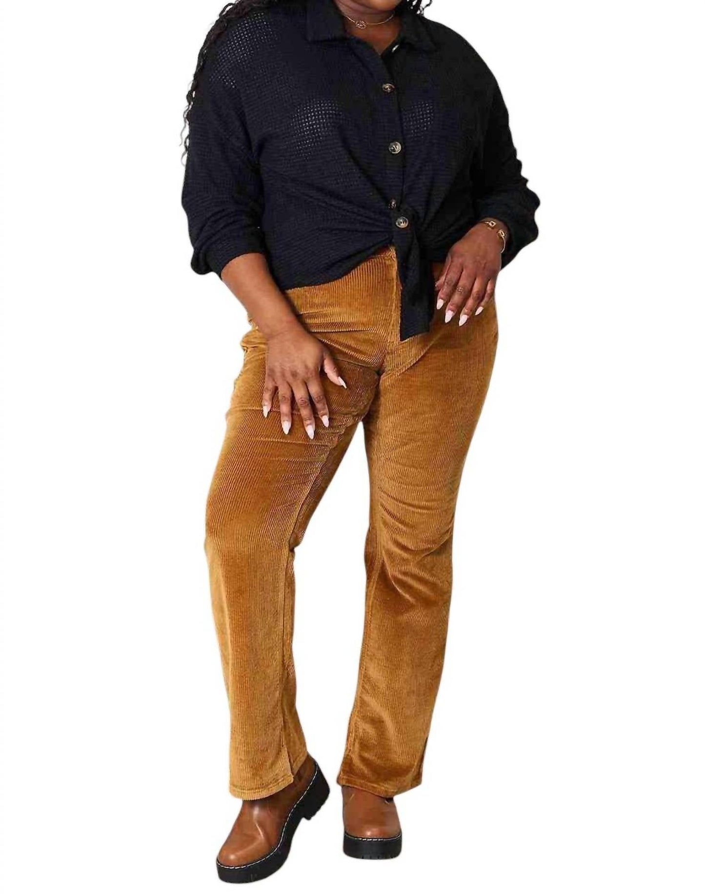 Double Take - Elegant Waffle-Knit Collared Shirt