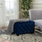 Modern Glam Ottoman With Upholstery And Button Tufted Design