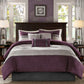 7 Pc Pieced Faux Suede Comforter Set Purple Cal King