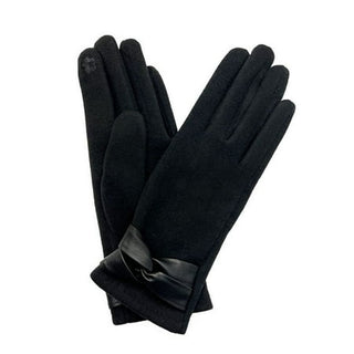 Women's Bow Ultra Cozy Jersey Touchscreen Gloves - Black