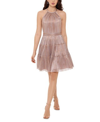 Women's Metallic Tiered Mini Dress