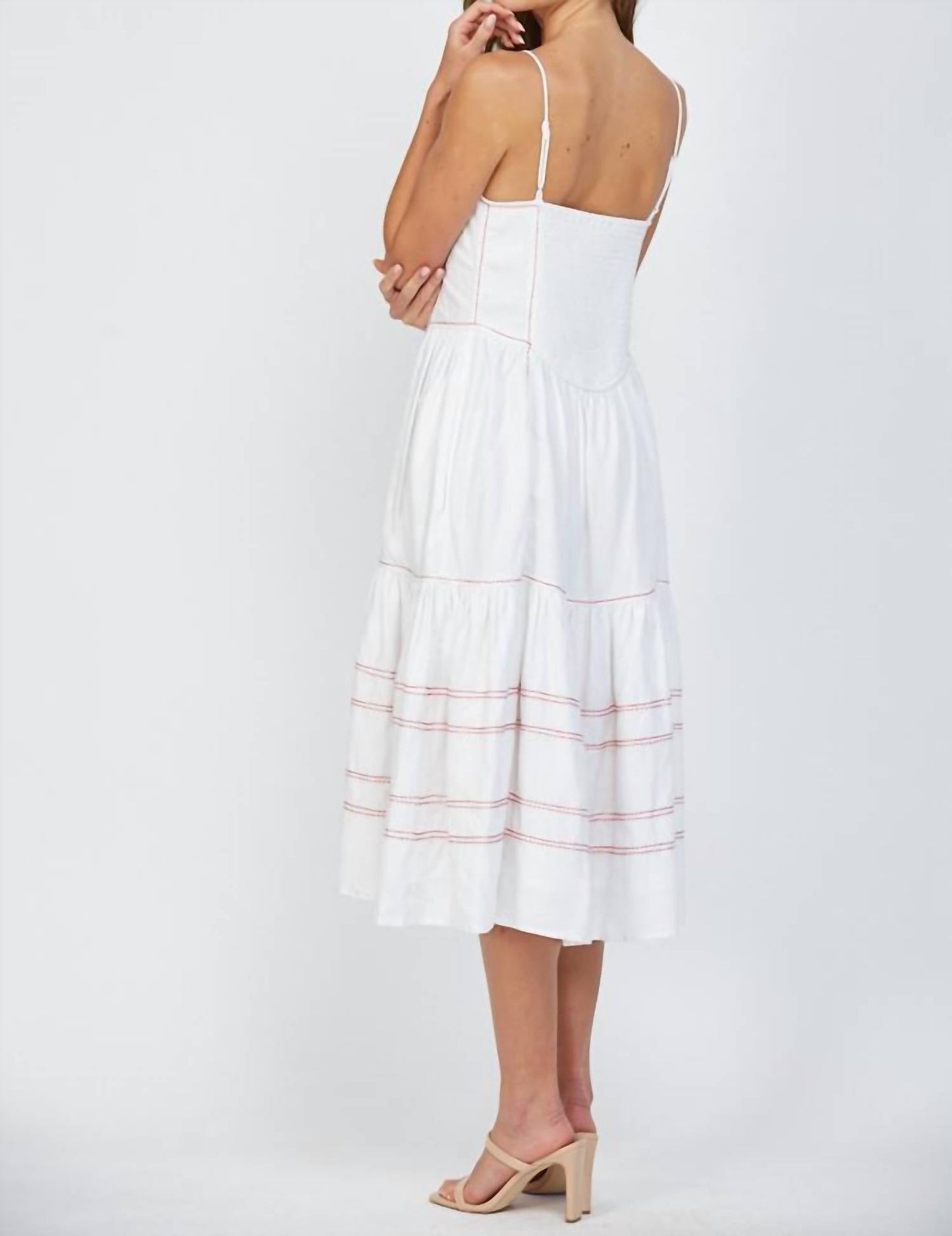 Fate - Rio Top Stitch Detail Linen Blend Dress
