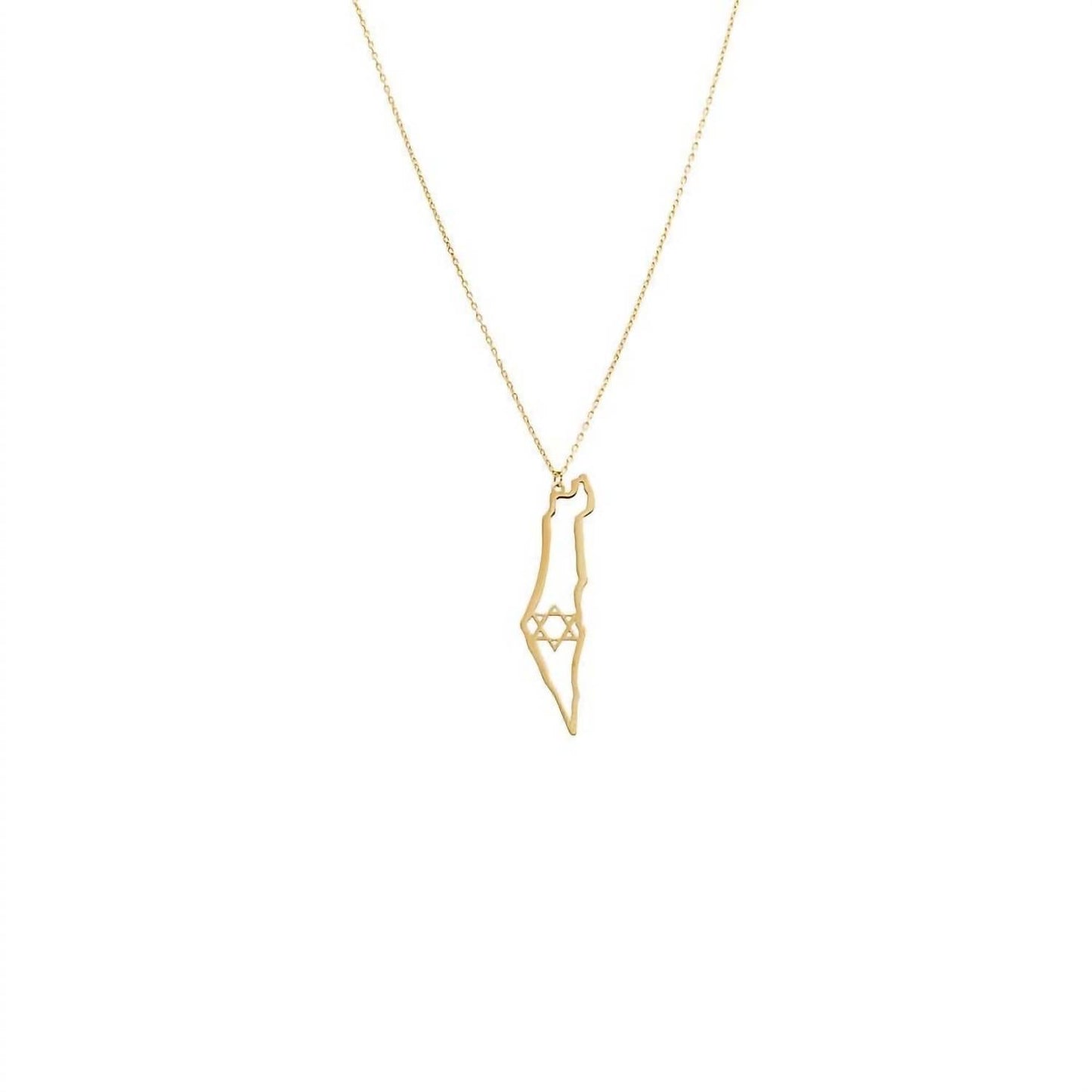 Adina Eden - Cutout Star Of David Map Of Israel Necklace 14K