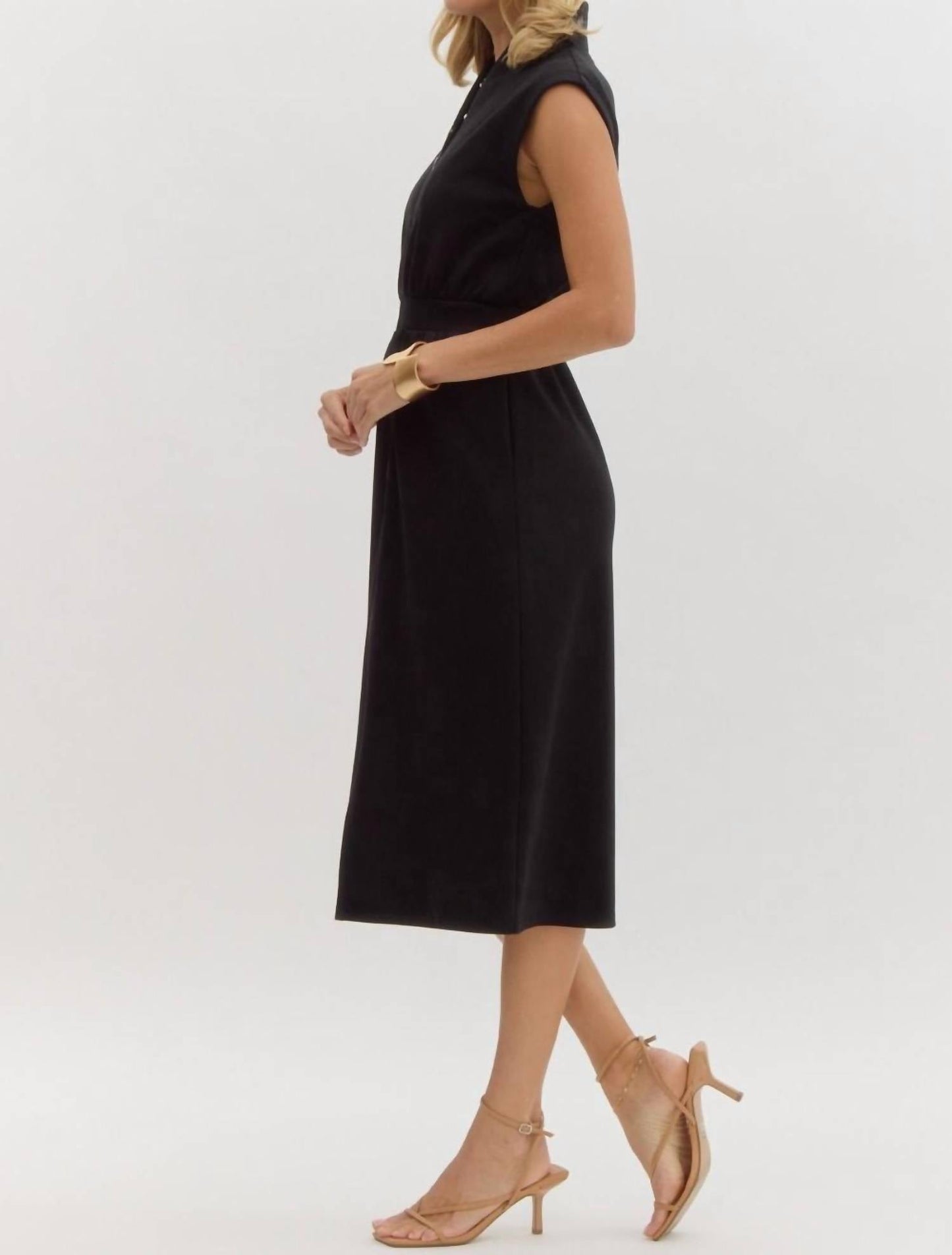 Entro - Sleeveless Zip Up Midi Dress