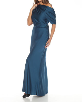 Joseph Ribkoff - Draped Cold Shoulder Satin Long Dress