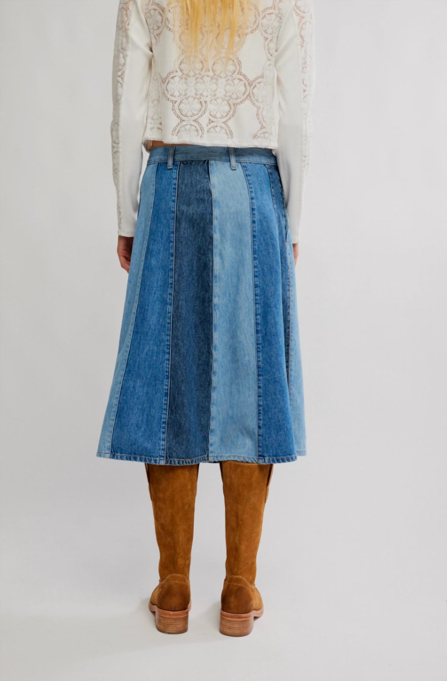 Free People - Sunbeam Denim Midi Skirt