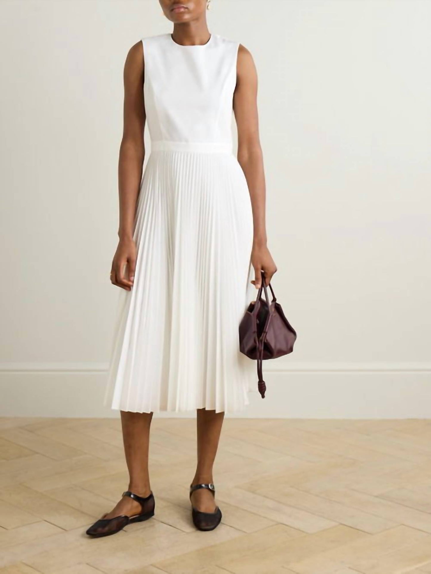 Theory - Pleated Poplin Midi Dress