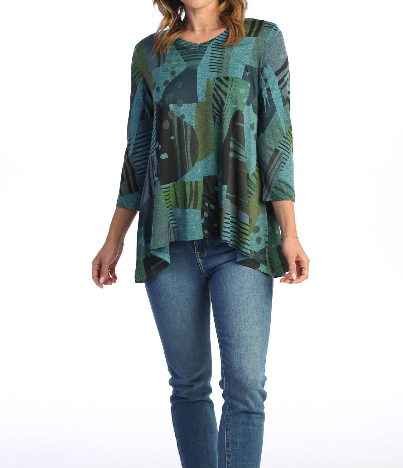 Jess & Jane - Doodles Slinky Knit High Low Tunic