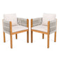 Acacia Wood Outdoor Dining Chairs 2-Pack with Beige Cushions