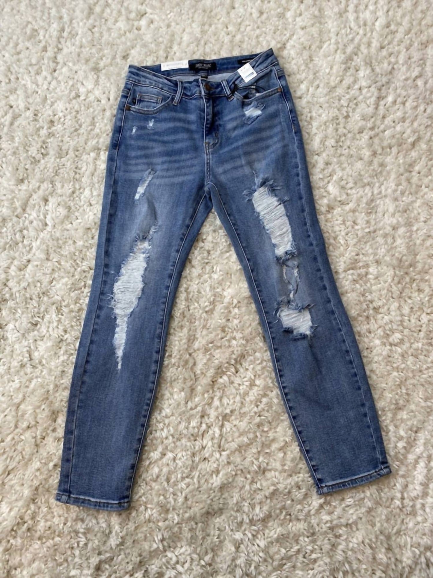 Judy Blue - Women's Large Holes Destroyed Relax Fit Jeans