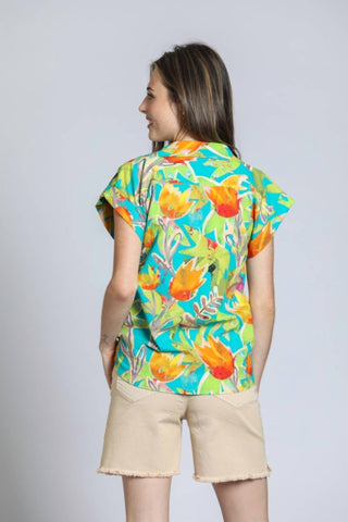 Apny - Women's Printed Wrap Blouse