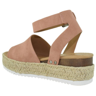 Soda - Women's Topic Espadrilles Ankle Strap Studded Open Toe Wedge Heel Sandals