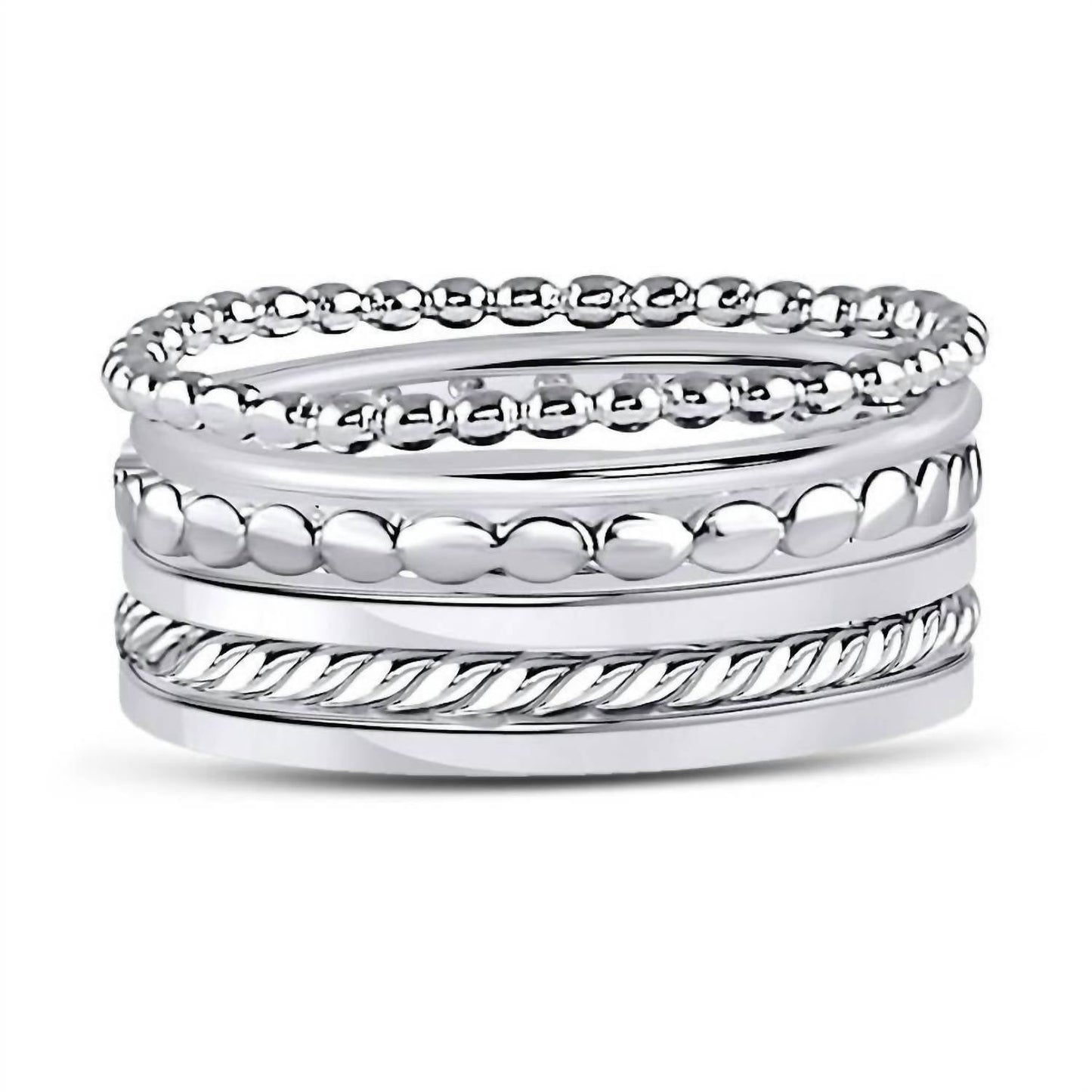 Allyanna Gifts - Women's Sterling Silver 6 Bands Stackable Set Ring
