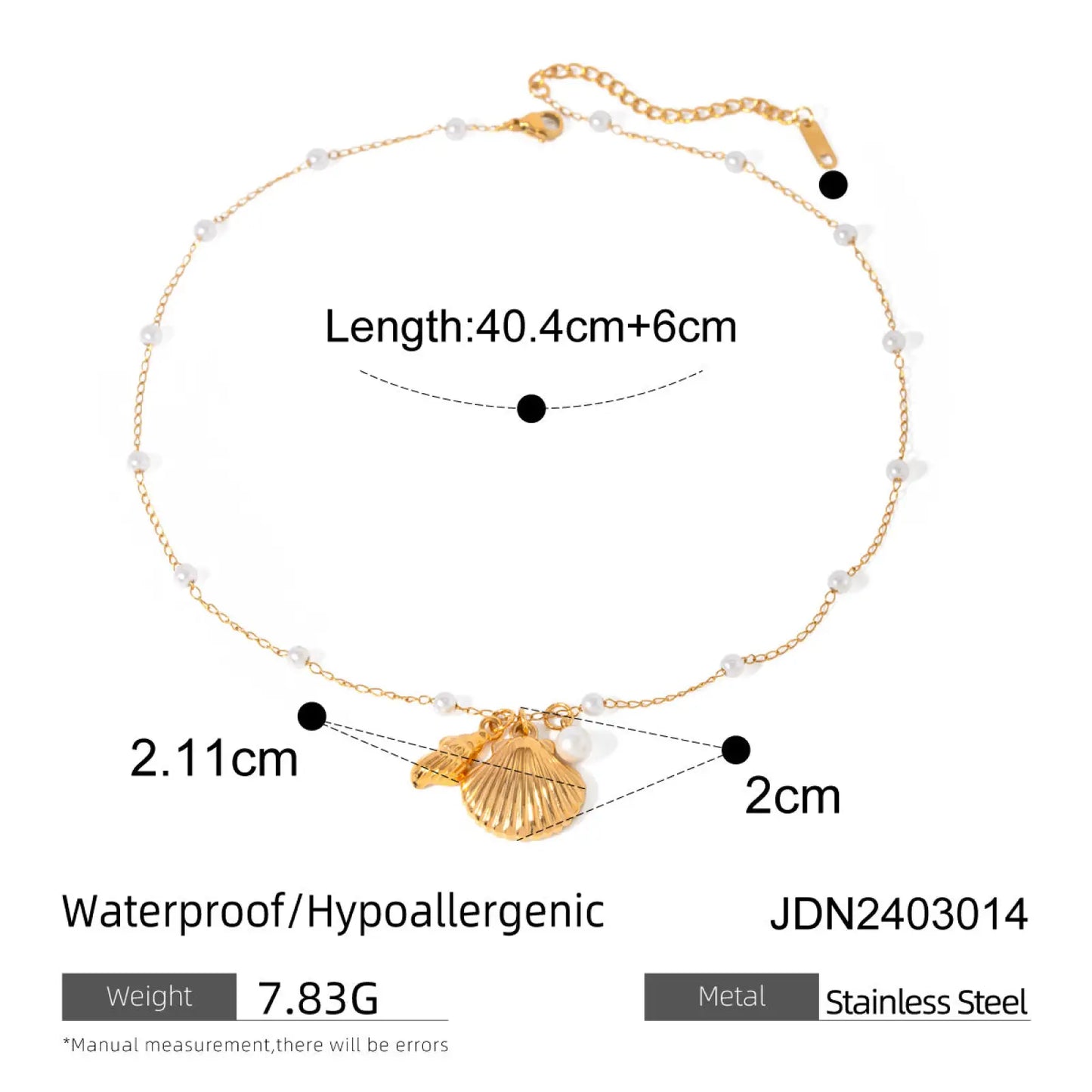 18k Gold Plated Pearl Shell and Starfish Charm Bracelet