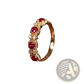 18k Gold Plated Pigeon Blood Ruby and Diamond Band Ring