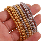 18k Gold Plated Stainless Steel Elastic Bead Bracelet