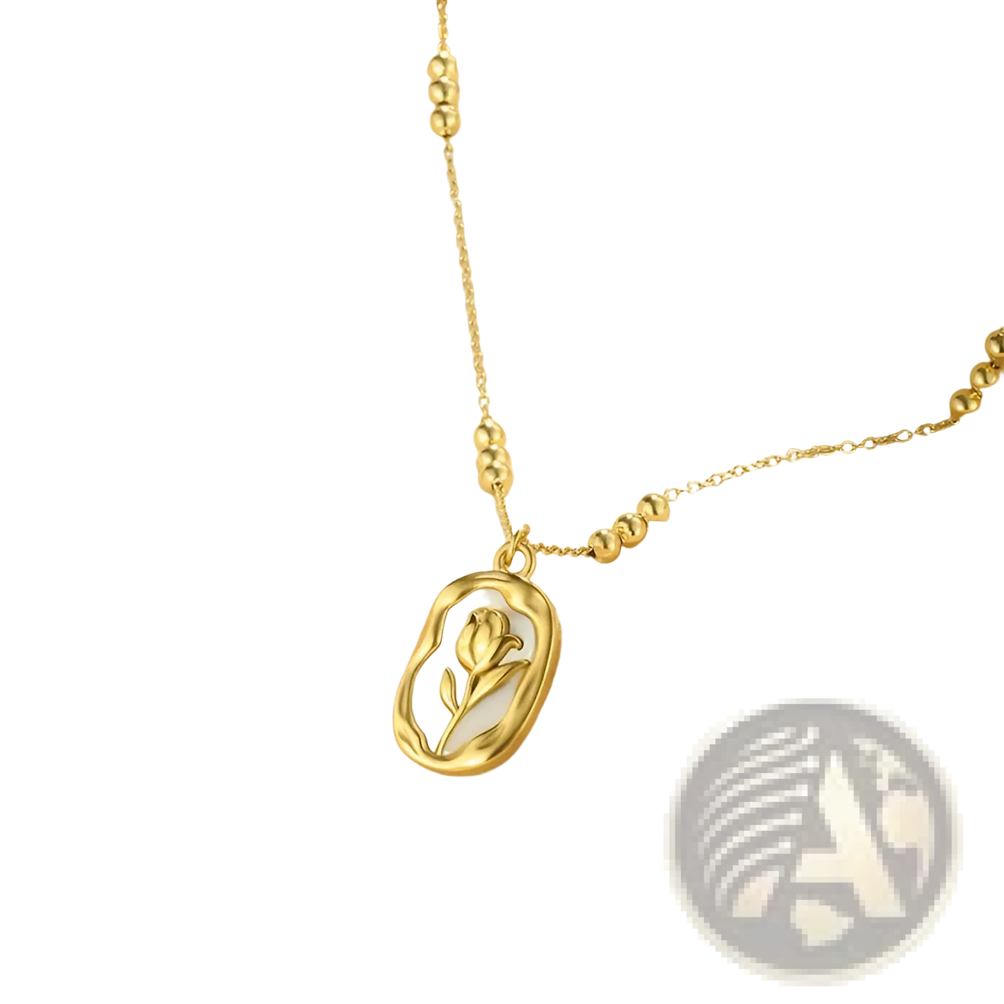 18k Gold Plated Stainless Steel Tulip Shell Pendant Necklace
