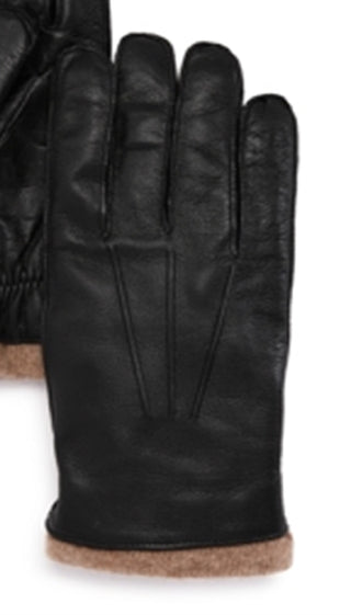 The Men's Store At Women's Knit Cuff Leather Tech Gloves Black Size Small