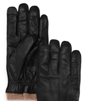 The Men's Store At Women's Knit Cuff Leather Tech Gloves Black Size Small