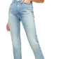 JEN7 Women's Whisker Wash Distressed Straight Leg Jeans Blue Size 26