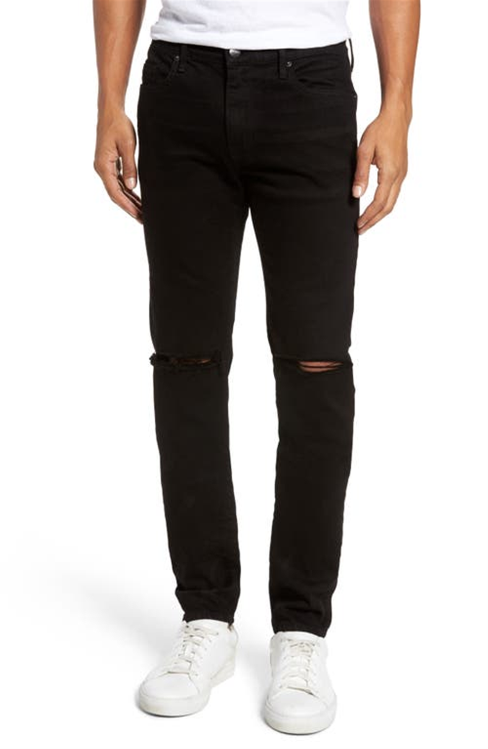 FRAME L'Homme Skinny Fit Jeans in Noir Slits , Size 33