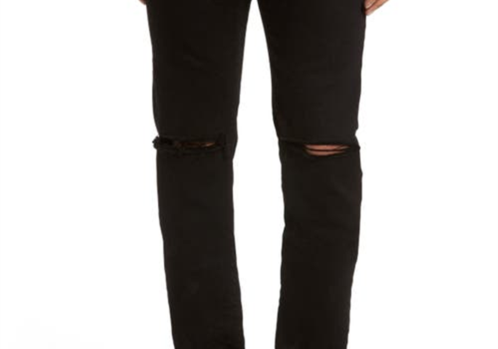 FRAME L'Homme Skinny Fit Jeans in Noir Slits , Size 33