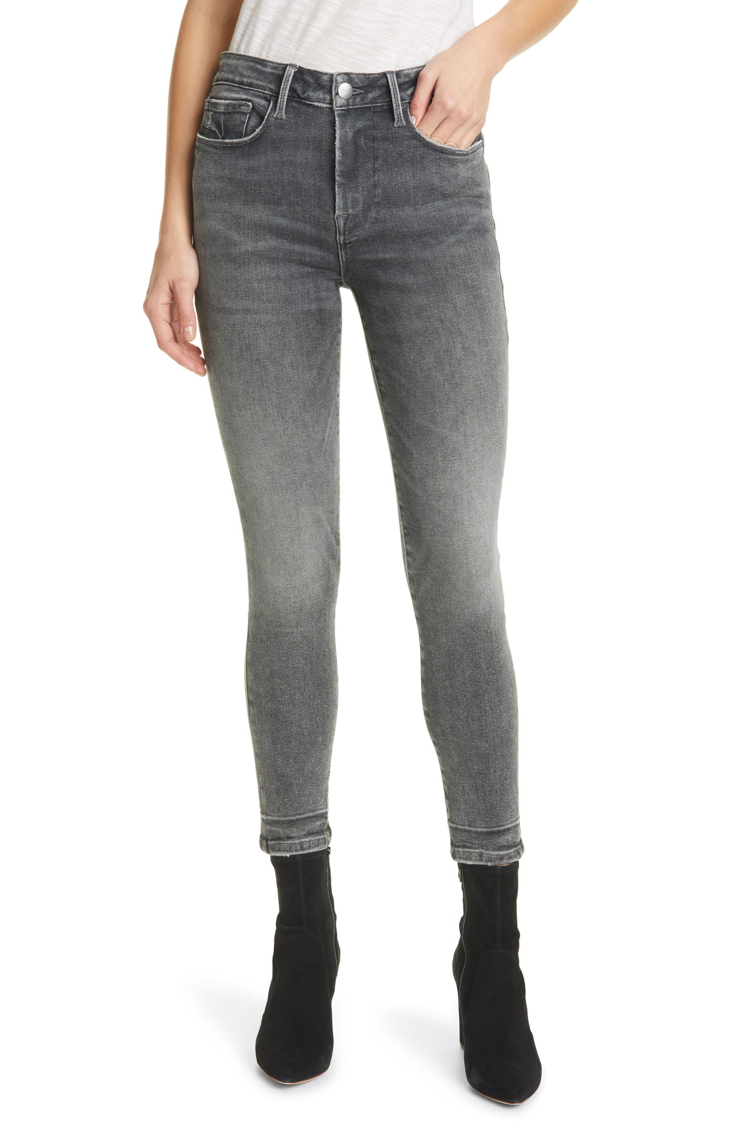 FRAME Le One High Waist Crop Skinny Jeans in Hughes , Size 2