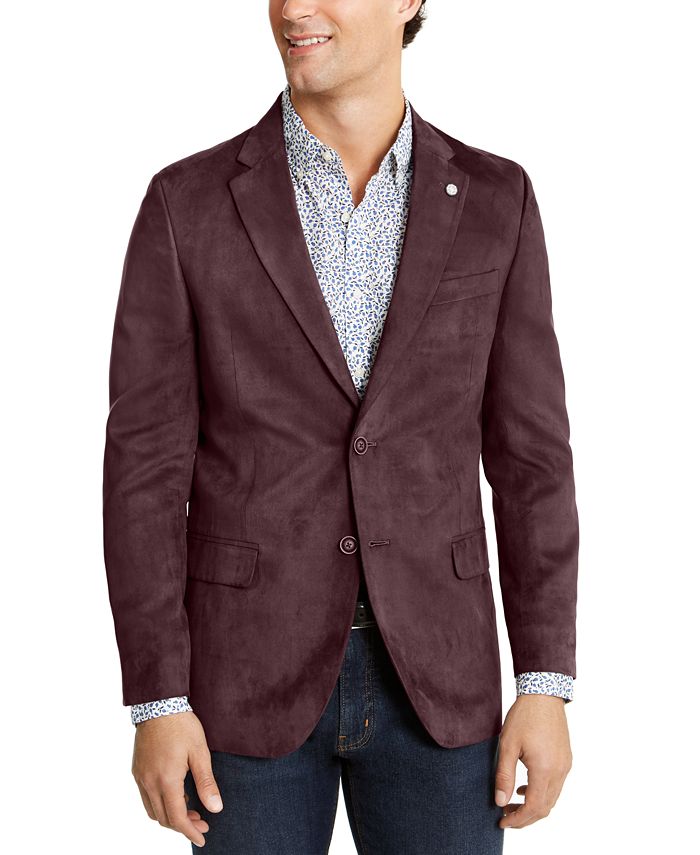Nautica Men's Modern Fit Faux Suede Sport Coat Red Size 46