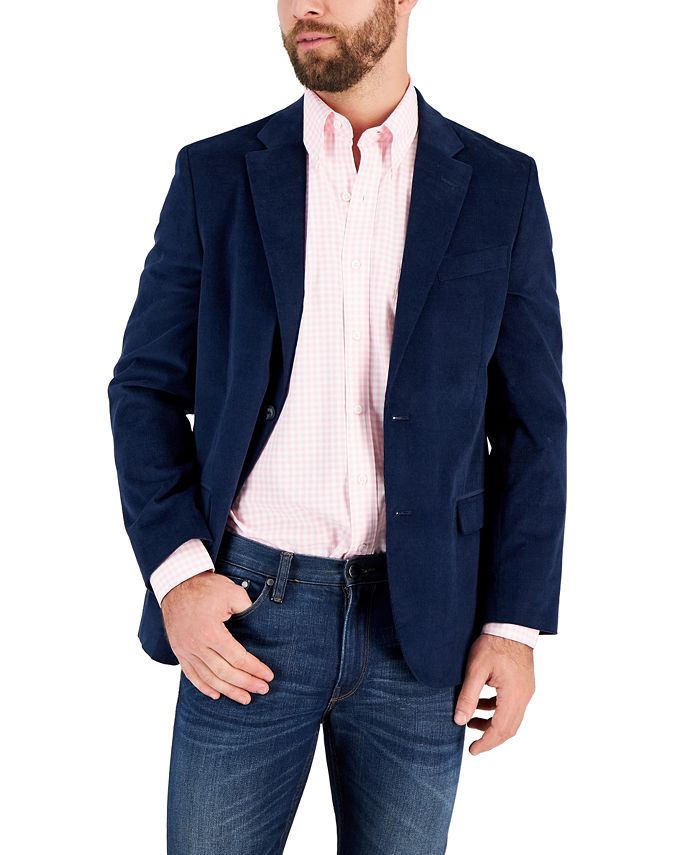 Nautica Men's Modern-Fit Active Stretch Corduroy Sport Coat Blue