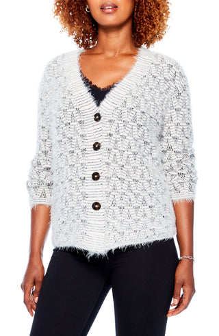 NIC+ZOE Fluffy Mix Cardigan in Neutral Mix Size Large