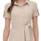 Tommy Hilfiger Women's Scuba Crepe Shirtdress Brown Size 14