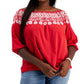 Tommy Hilfiger Women's Off The Shoulder Embroidered Top Red