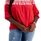 Tommy Hilfiger Women's Off The Shoulder Embroidered Top Red