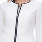 Tommy Hilfiger Women's Contrast Trim Zip Front Jacket White Size 12