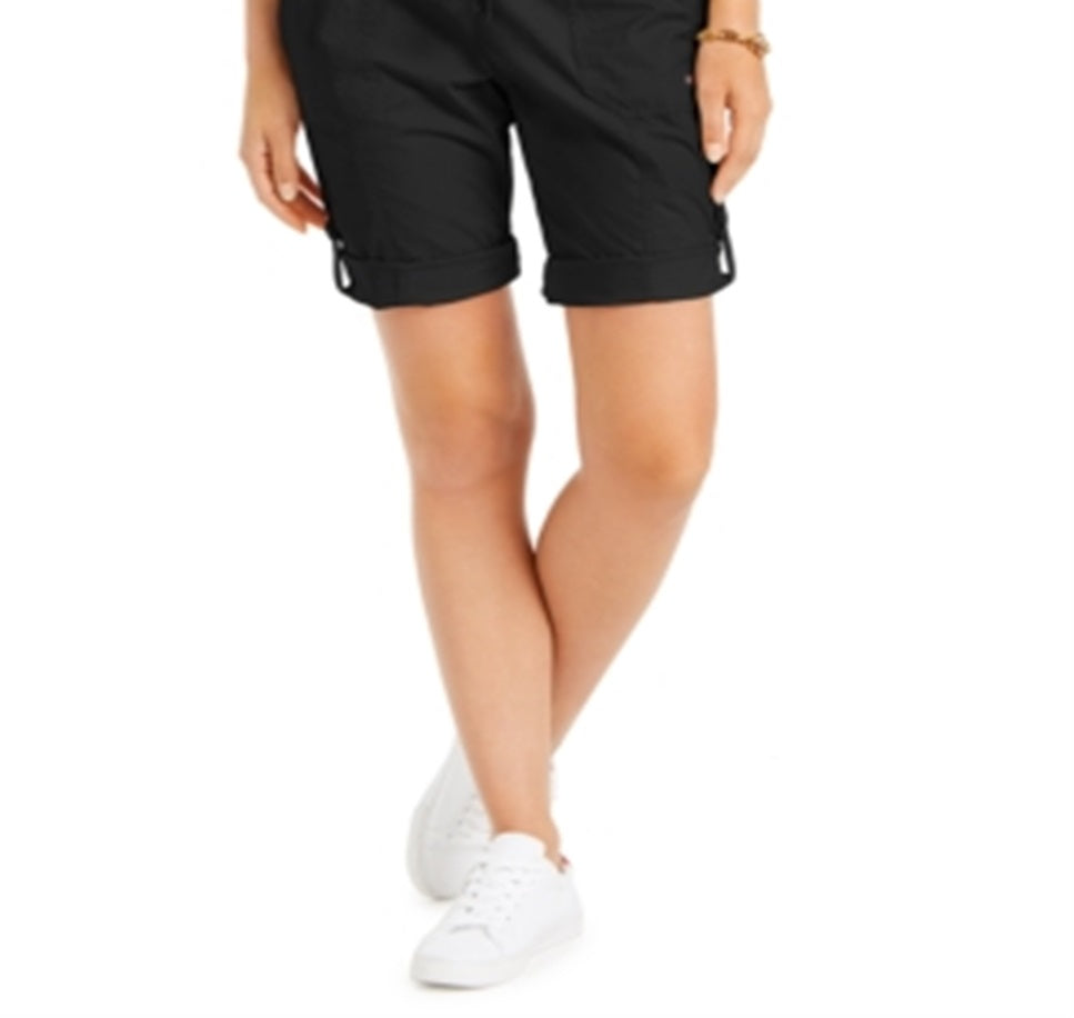 Tommy Hilfiger Women's Roll Tab Drawstring Shorts Black Size X-Large