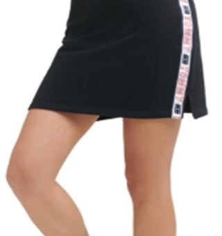 Tommy Hilfiger Women's Stretch Embroidered Ribbed Short Active Wear a Line Skirt Black Size X-Small