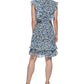 Tommy Hilfiger Women's Floral Cap Sleeve Above The Knee Fit Flare Dress Blue Size 8