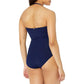 Anne Cole Women's Twist Front Ruched One Piece Swimsuit Blue