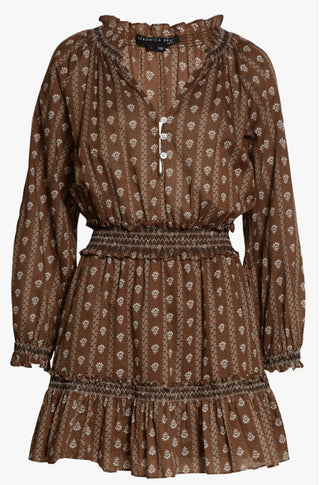 Veronica Beard Espie Floral Long Sleeve Cotton Dress in Hazel Multi Size X-Large