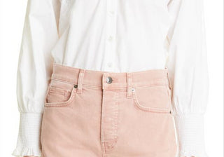 Veronica Beard Lilah Eyelet Cotton Shirt in White , Size 4