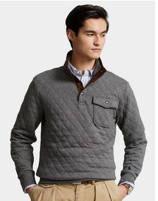 Ralph Lauren Men's Quilted Quarter Snap Pullover Gray Size Medium